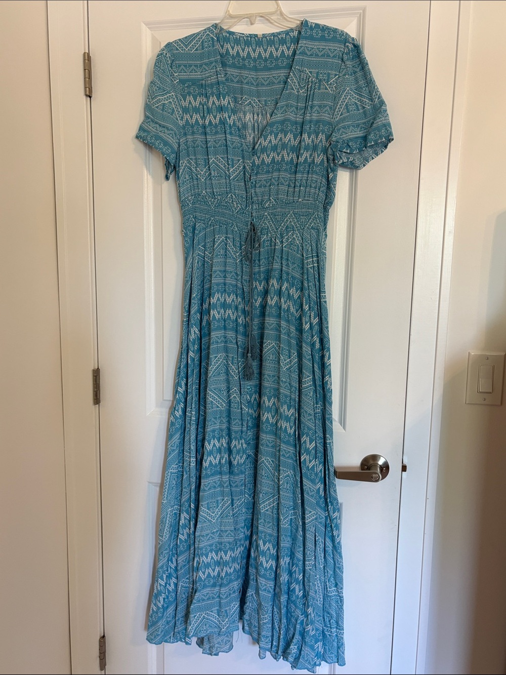 Bohemian button front Sea Blue Boho maxi dress size XXL